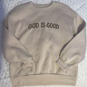 God Is Good Beige Women’s Sweater